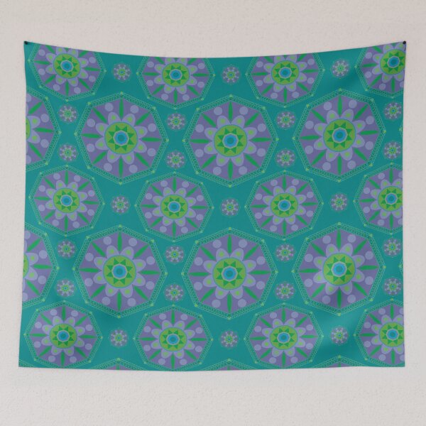 Item preview, Sahara geometrical pattern mandala neon violet green designed and sold by chuckletuckle.