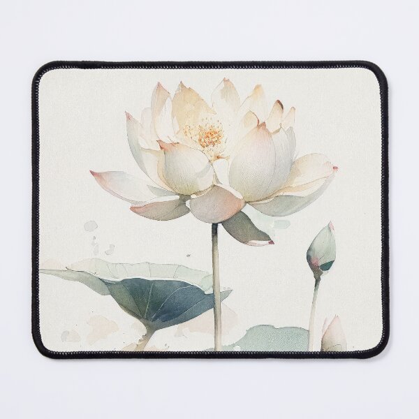 Item preview, Watercolor White Lotus Flowers, Vintage Art designed and sold by evermore-design.