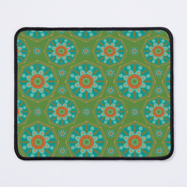 Item preview, Sahara geometrical pattern mandala neon blue green designed and sold by chuckletuckle.