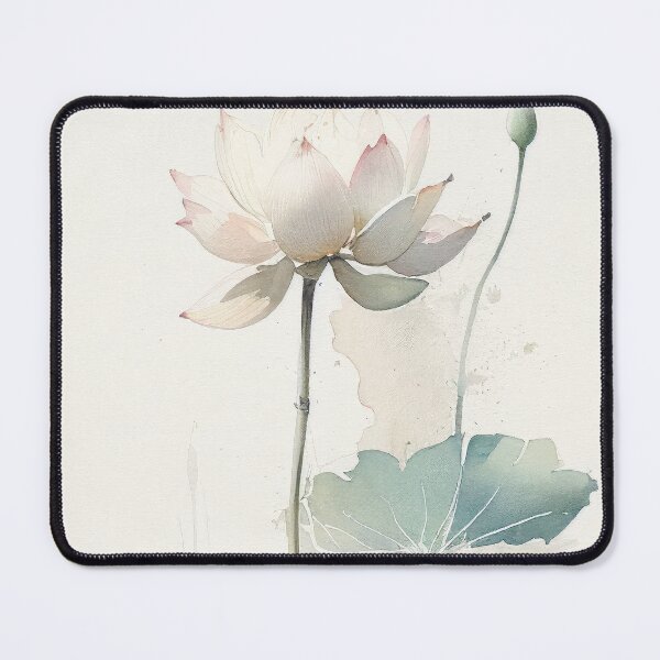 Item preview, Copy of Watercolor White Lotus Flowers, Vintage Art designed and sold by evermore-design.