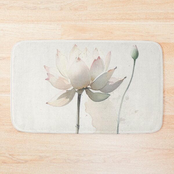 Item preview, Copy of Watercolor White Lotus Flowers, Vintage Art designed and sold by evermore-design.