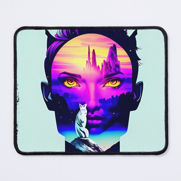 Item preview, Egyptian Cat Goddess Bastet Cyberpunk Sticker - Futuristic Feline Deity Design for Laptop, Phone, and Water Bottle Decoration | Unique and Eye-catching Artwork on Redbubble designed and sold by Mytho Merch.
