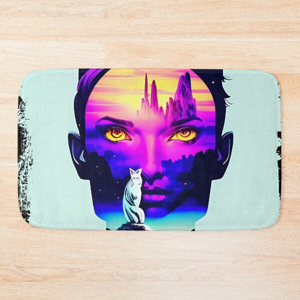 Item preview, Egyptian Cat Goddess Bastet Cyberpunk Sticker - Futuristic Feline Deity Design for Laptop, Phone, and Water Bottle Decoration | Unique and Eye-catching Artwork on Redbubble designed and sold by Mytho Merch.