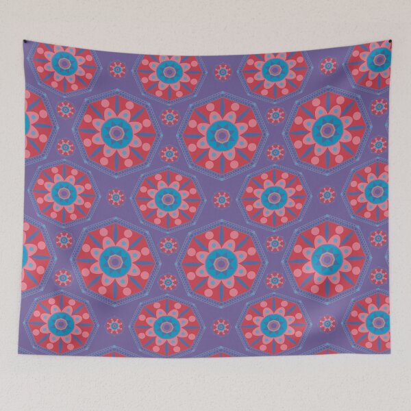 Item preview, Sahara geometrical pattern mandala neon orange Red pink designed and sold by chuckletuckle.