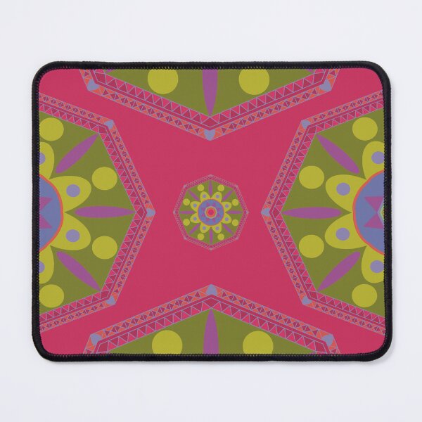 Item preview, Sahara geometrical pattern mandala neon pink yellow designed and sold by chuckletuckle.