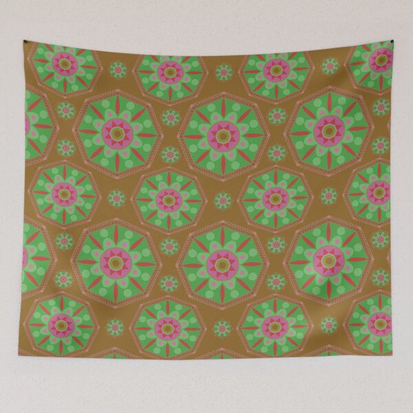 Item preview, Sahara geometrical pattern mandala neon brown designed and sold by chuckletuckle.