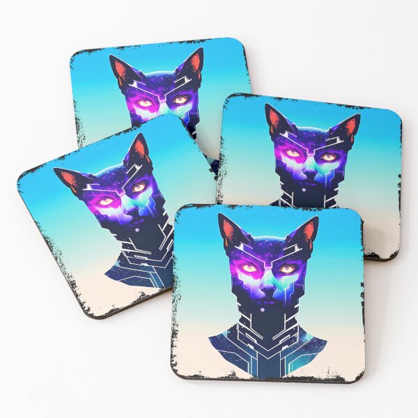 Item preview, Egyptian Cat Goddess Bastet Cyberpunk Sticker - Futuristic Feline Deity Design for Laptop, Phone, and Water Bottle Decoration | Unique and Eye-catching Artwork on Redbubble designed and sold by Mytho Merch.