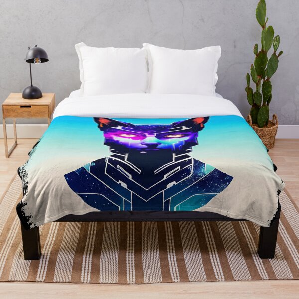 Item preview, Egyptian Cat Goddess Bastet Cyberpunk Sticker - Futuristic Feline Deity Design for Laptop, Phone, and Water Bottle Decoration | Unique and Eye-catching Artwork on Redbubble designed and sold by Mytho Merch.