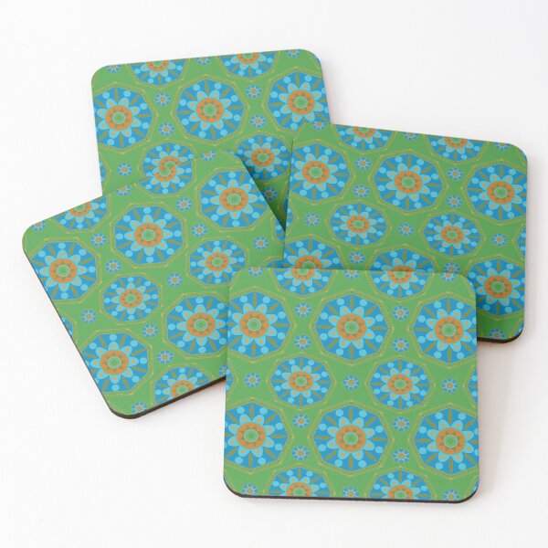Item preview, Sahara geometrical pattern mandala neon blue designed and sold by chuckletuckle.
