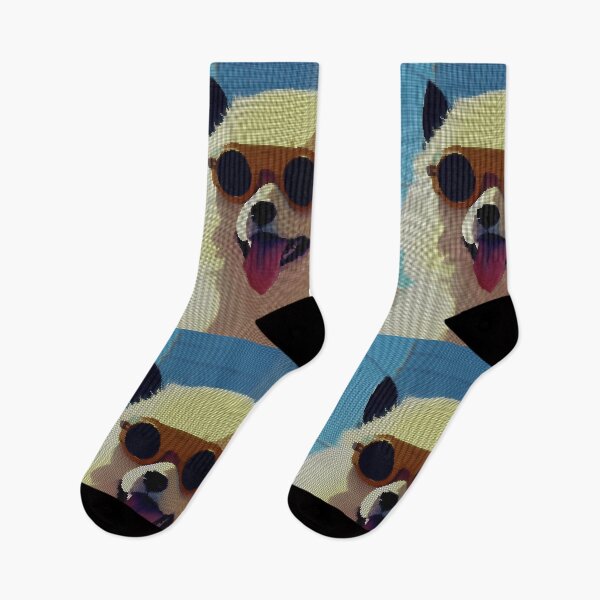 Item preview, Colorful Abstract Pomeranian Wearing Sunglasses 8-bit Pixel Art designed and sold by PixelDripped.