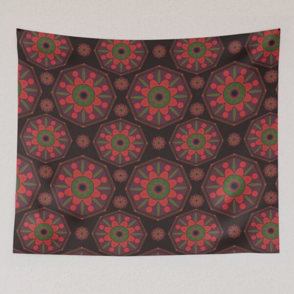 Item preview, Sahara geometrical pattern mandala neon dark brown designed and sold by chuckletuckle.