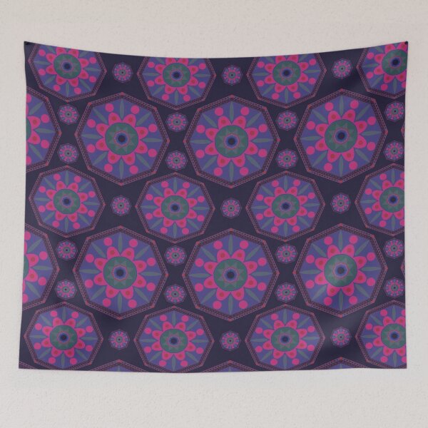 Item preview, Sahara geometrical pattern mandala neon royal blue designed and sold by chuckletuckle.