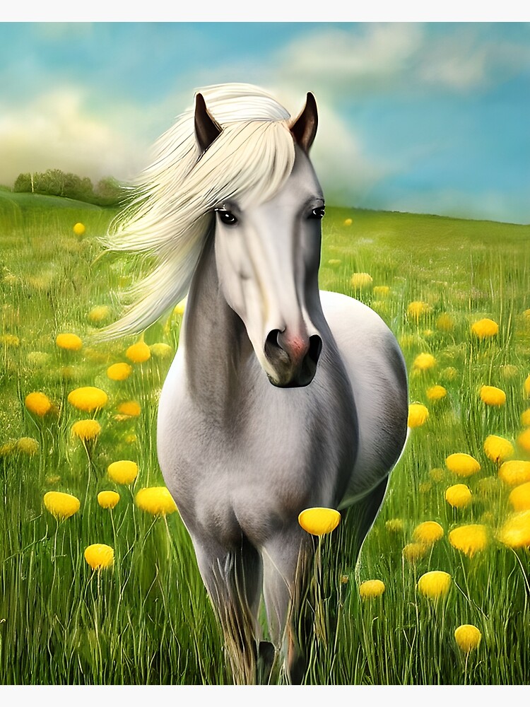  Grass Horse White Pony Cute Canvas Poster Bedroom