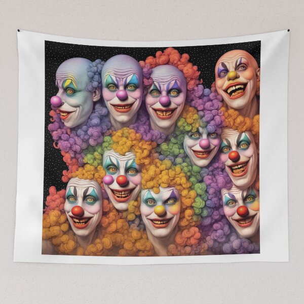Item preview, multi coloured clowns faces  designed and sold by David-Howells.