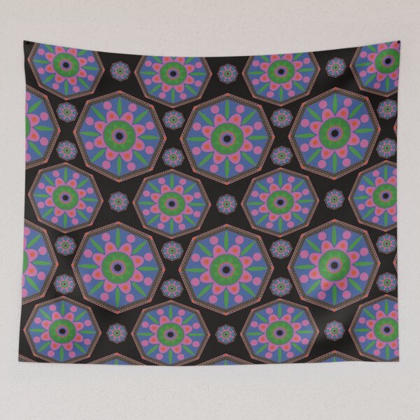 Item preview, Sahara geometrical  pattern mandala neon black designed and sold by chuckletuckle.
