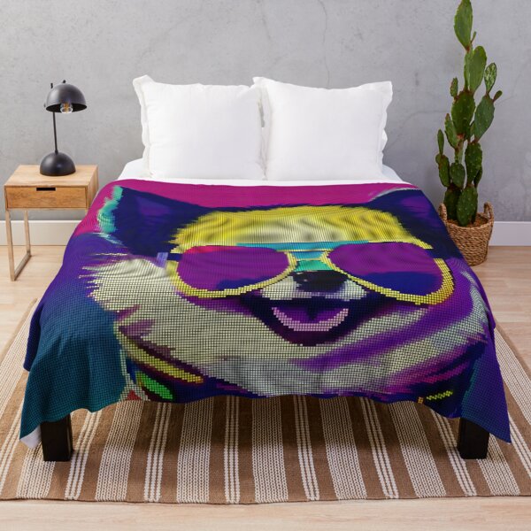 Item preview, Colorful Abstract Pomeranian Wearing Sunglasses 8-bit Pixel Art designed and sold by PixelDripped.
