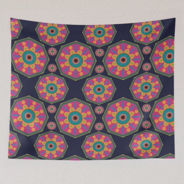 Item preview, Sahara geometrical pattern mandala neon multicolor designed and sold by chuckletuckle.