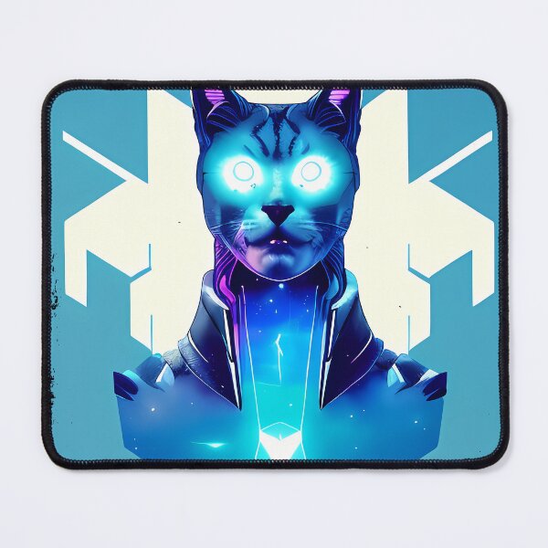Item preview, Egyptian Cat Goddess Bastet Cyberpunk Sticker - Futuristic Feline Deity Design for Laptop, Phone, and Water Bottle Decoration | Unique and Eye-catching Artwork on Redbubble designed and sold by Mytho Merch.