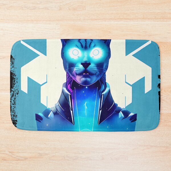 Item preview, Egyptian Cat Goddess Bastet Cyberpunk Sticker - Futuristic Feline Deity Design for Laptop, Phone, and Water Bottle Decoration | Unique and Eye-catching Artwork on Redbubble designed and sold by Mytho Merch.