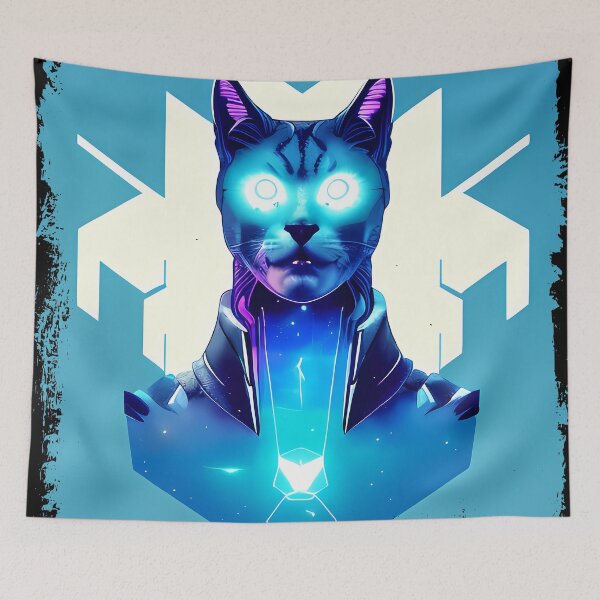 Item preview, Egyptian Cat Goddess Bastet Cyberpunk Sticker - Futuristic Feline Deity Design for Laptop, Phone, and Water Bottle Decoration | Unique and Eye-catching Artwork on Redbubble designed and sold by Mytho Merch.