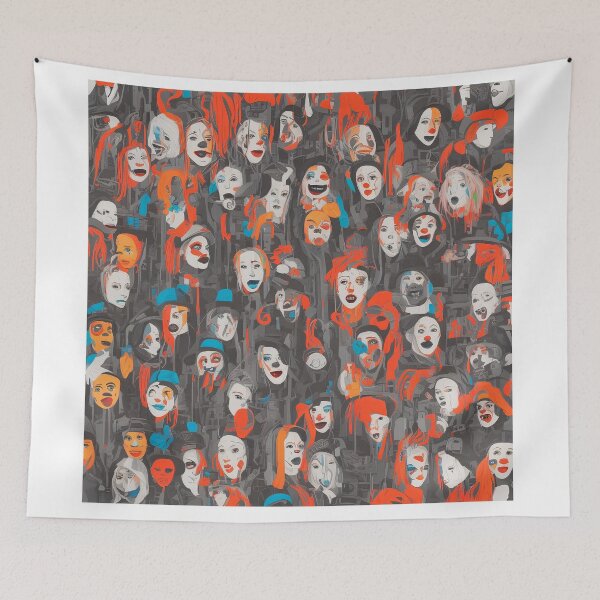 Item preview, multi coloured clowns faces  designed and sold by David-Howells.