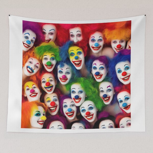Item preview, multi coloured clowns faces  designed and sold by David-Howells.