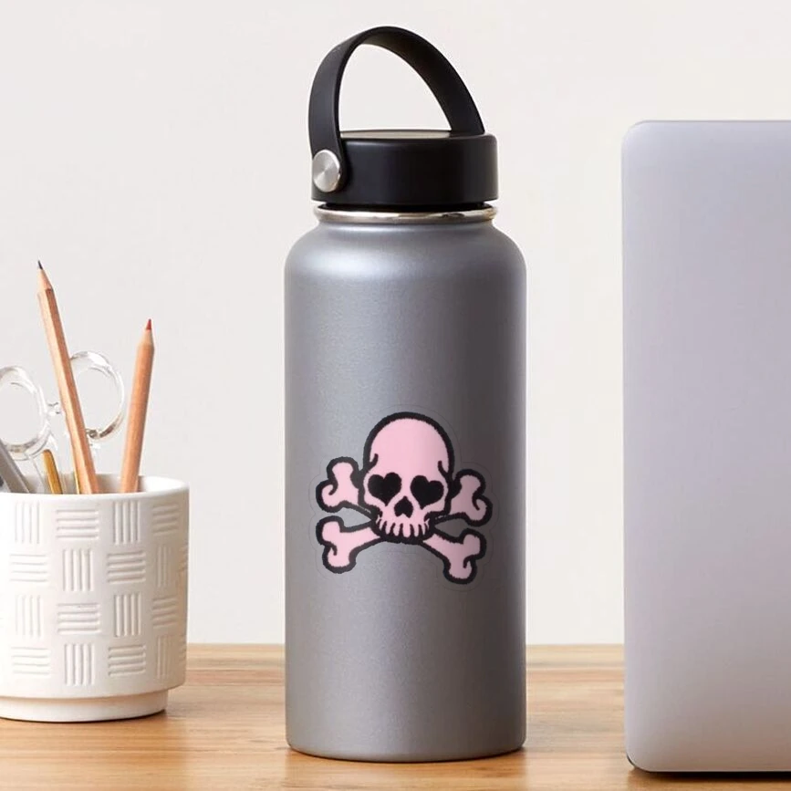 Skull with Pink & White Flowers - Slim Water Bottle » Heart and Sola  Creations Shop