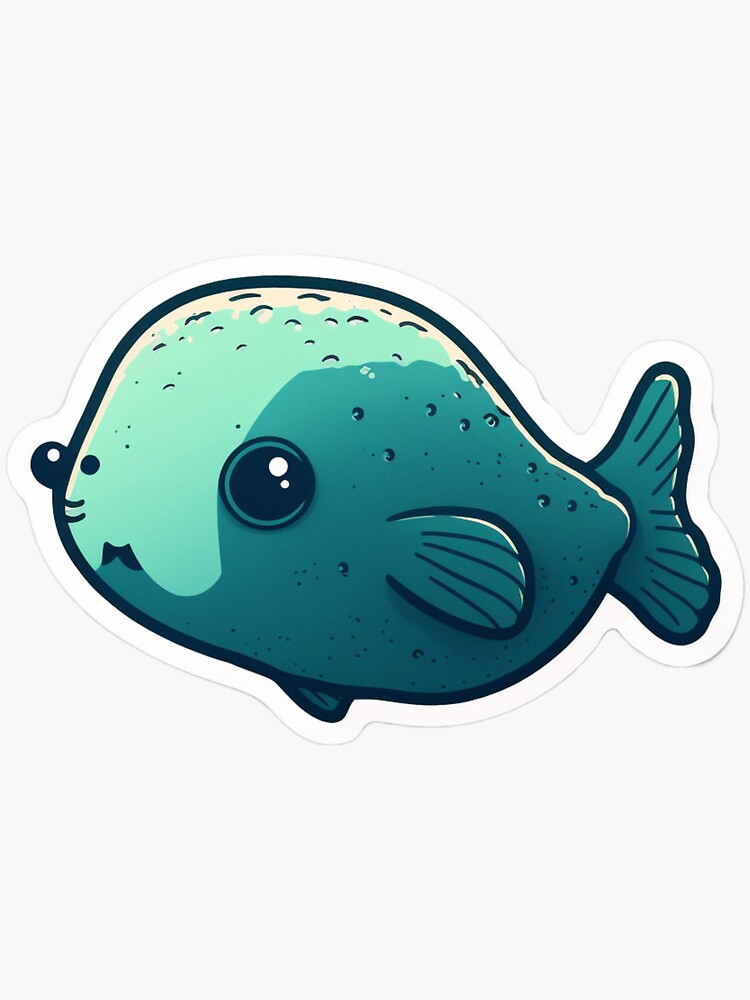 Blobfish Funny Deepsea Fish Vector Illustration In Doodle Style