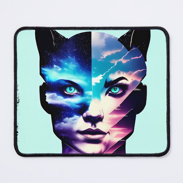 Item preview, Egyptian Cat Goddess Bastet Cyberpunk Sticker - Futuristic Feline Deity Design for Laptop, Phone, and Water Bottle Decoration | Unique and Eye-catching Artwork on Redbubble designed and sold by Mytho Merch.