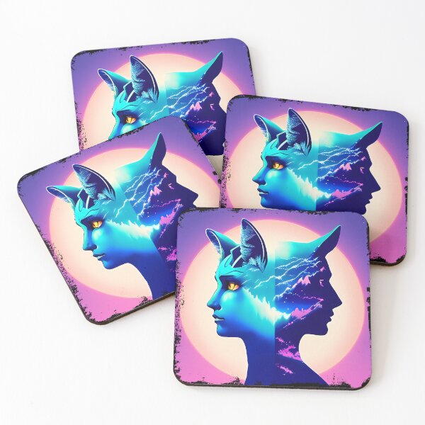 Item preview, Egyptian Cat Goddess Bastet Cyberpunk Sticker - Futuristic Feline Deity Design for Laptop, Phone, and Water Bottle Decoration | Unique and Eye-catching Artwork on Redbubble designed and sold by Mytho Merch.