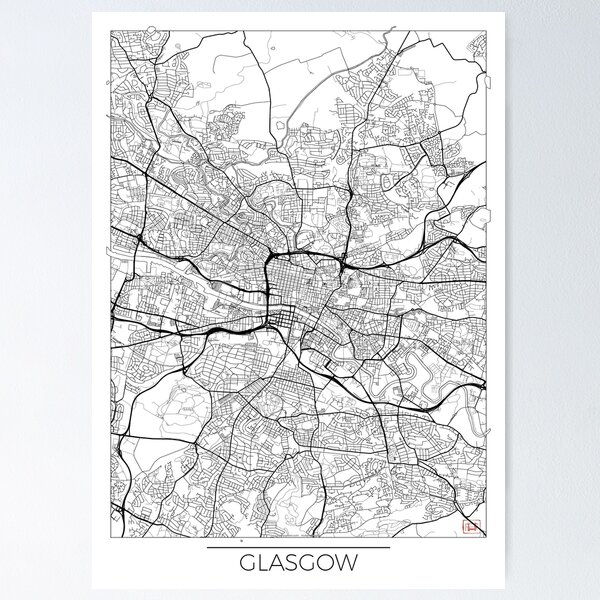 Item preview, Glasgow Map Minimal designed and sold by HubertRoguski.