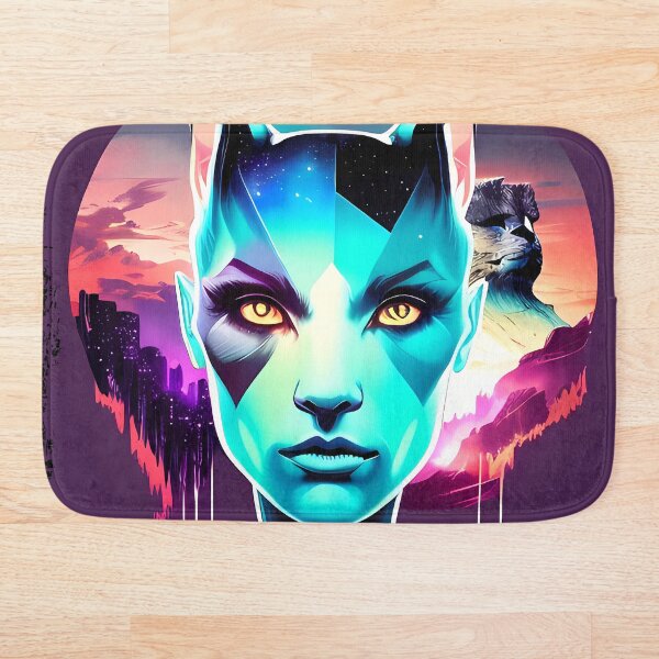 Item preview, Egyptian Cat Goddess Bastet Cyberpunk Sticker - Futuristic Feline Deity Design for Laptop, Phone, and Water Bottle Decoration | Unique and Eye-catching Artwork on Redbubble designed and sold by Mytho Merch.