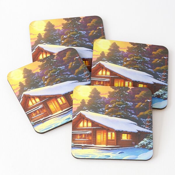 Item preview, Cozy log cabin covered in snow - Anime scenery designed and sold by hedoniism-shop.