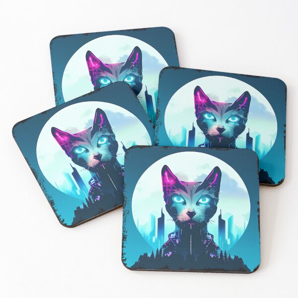 Item preview, Egyptian Cat Goddess Bastet Cyberpunk Sticker - Futuristic Feline Deity Design for Laptop, Phone, and Water Bottle Decoration | Unique and Eye-catching Artwork on Redbubble designed and sold by Mytho Merch.