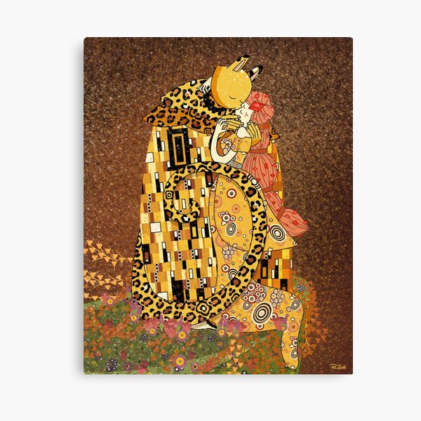 Aperçu de l'œuvre Le Petit Baiser - Hommage à Klimt & Adventure Time créée et vendue par Piezaroth.