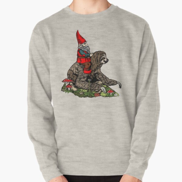 Gnome Riding a Sloth Pullover Sweatshirt