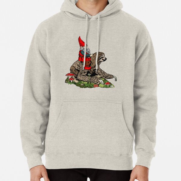 Gnome Riding a Sloth Pullover Hoodie