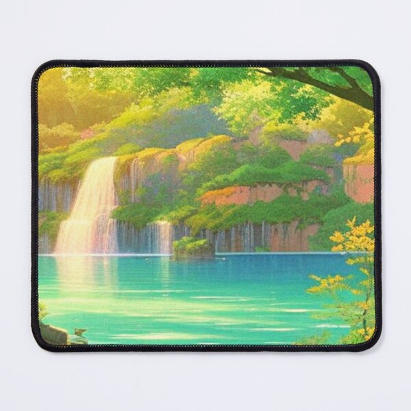 Item preview, a lake with a waterfall - Anime scenery designed and sold by hedoniism-shop.