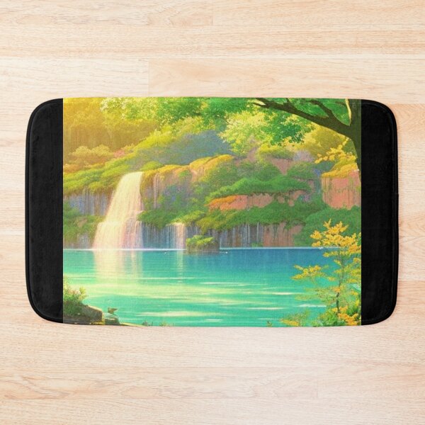 Item preview, a lake with a waterfall - Anime scenery designed and sold by hedoniism-shop.