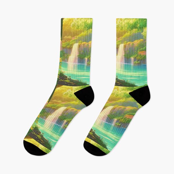 Item preview, a lake with a waterfall - Anime scenery designed and sold by hedoniism-shop.