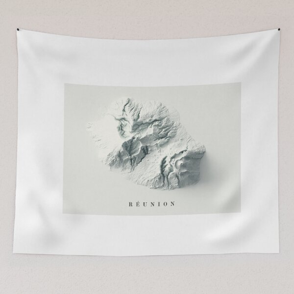 Item preview, Reunion, France Shaded Relief Map 3D digitally-rendered designed and sold by ThinkAboutMaps.
