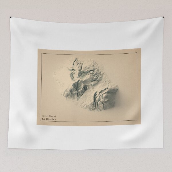 Item preview, Reunion, France Shaded Relief Map 3D digitally-rendered designed and sold by ThinkAboutMaps.