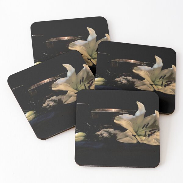 Item preview, Silver, Stones, and Lilies  - Baroque Inspired Dark Still Life Photo designed and sold by GenAumonier.