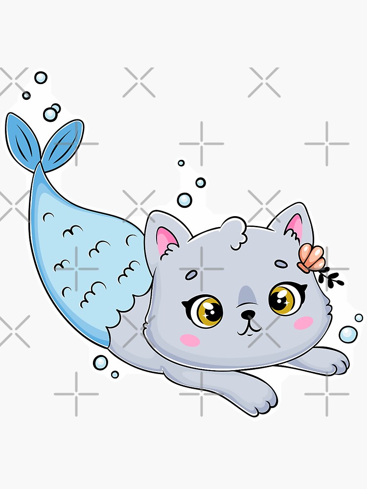 Sirène fille chat eau cadeau de sirène' Autocollant