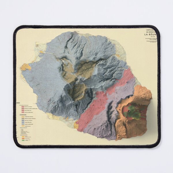 Item preview, 1957 Reunion, France Shaded Relief Map 3D digitally-rendered designed and sold by ThinkAboutMaps.