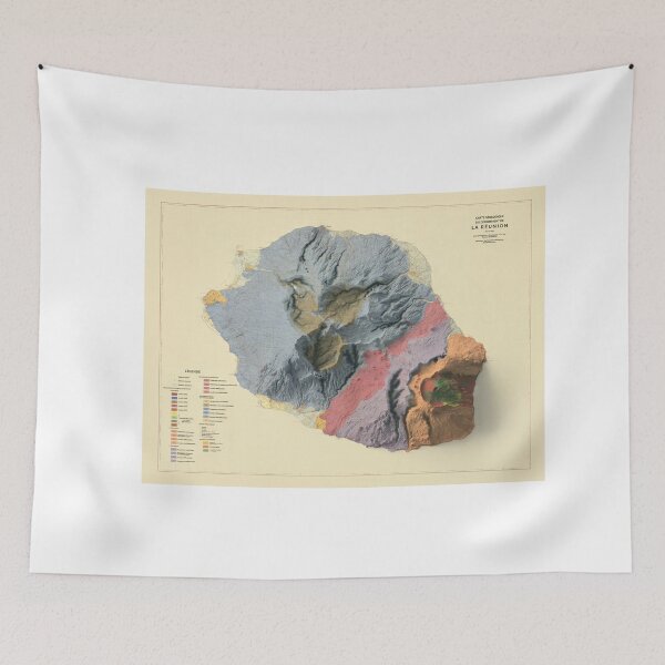 Item preview, 1957 Reunion, France Shaded Relief Map 3D digitally-rendered designed and sold by ThinkAboutMaps.