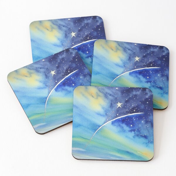 Item preview, Shooting Star in a Night Sky in Watercolor designed and sold by SquishStitches.