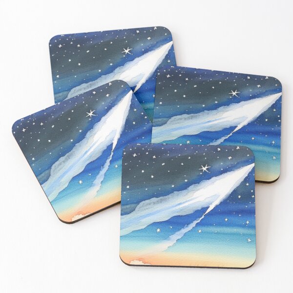 Item preview, Shooting Star in a Night Sky in Watercolor designed and sold by SquishStitches.