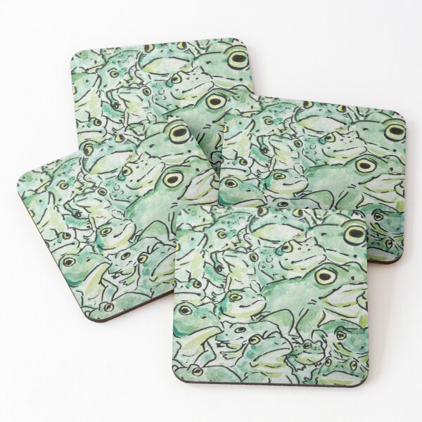Item preview, Linda pared de acuarela de ranas cuadradas designed and sold by Potatosaur.