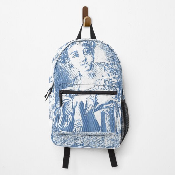 Item preview, A Young Girl holding a Cat by 18th century French Artist  Louis Marin Bonnet Polka Hexagonal Honeycomb Fill designed and sold by pelagio.